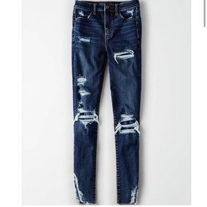 American Eagle Super Hi Rose Destroyed Jegging 4R